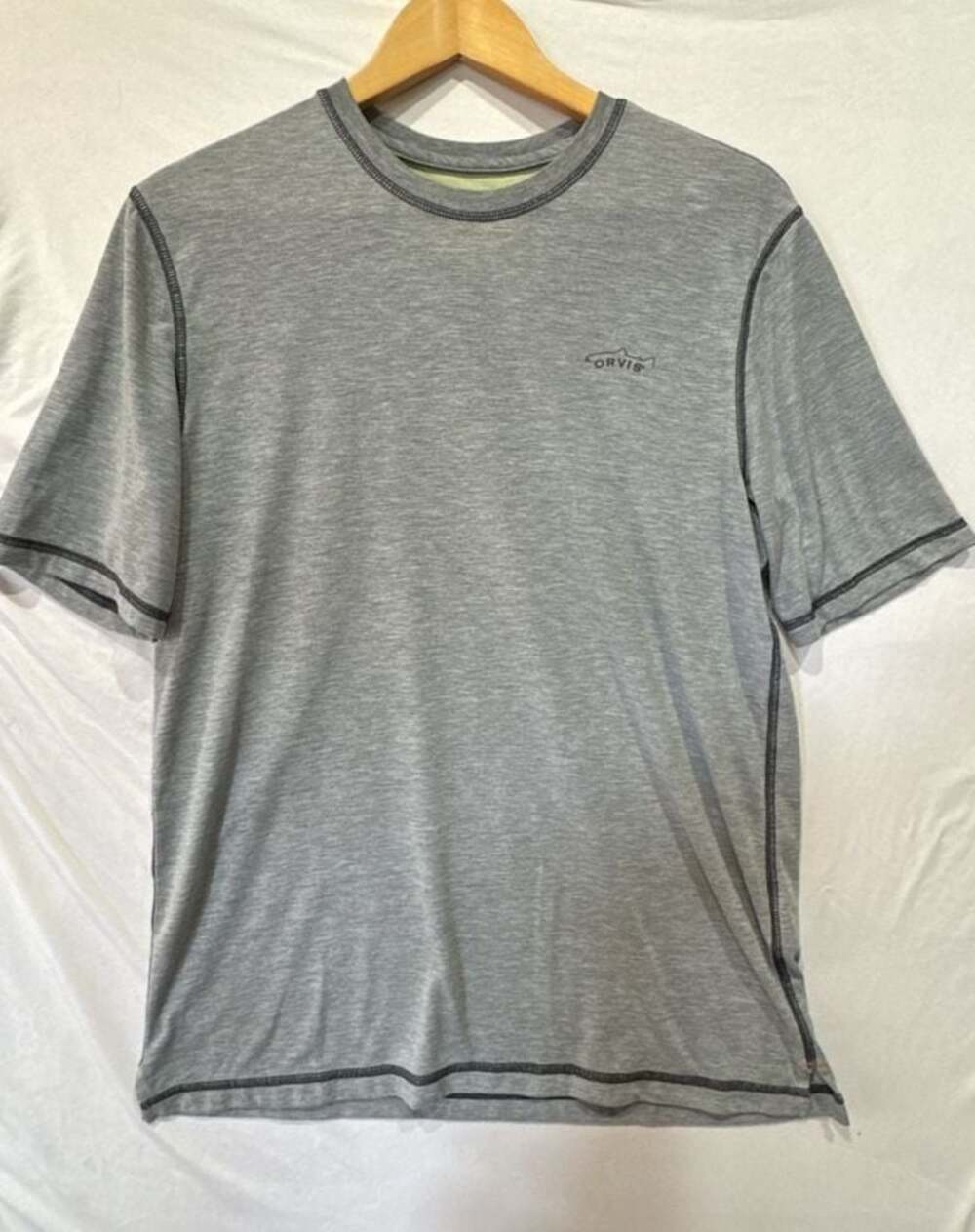 Y653 Orvis Trout Bum Men's Grey Short Sleeve Crew Neck T-Shirt